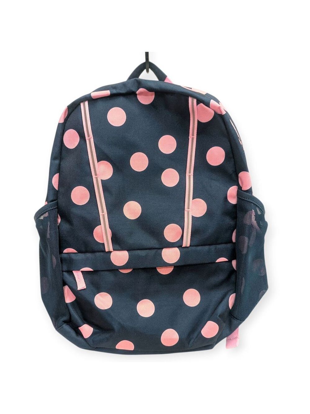 Lands End Backpack Medium Navy Pink Polka Dot - Picture 2 of 13